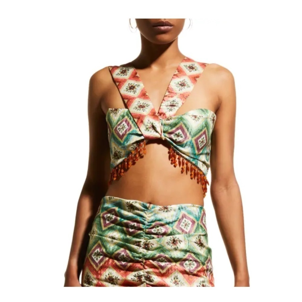 Autumn Adeigbo | Festival Vibes Beaded-Fringe Twisted Crop Top Bandeau | 6